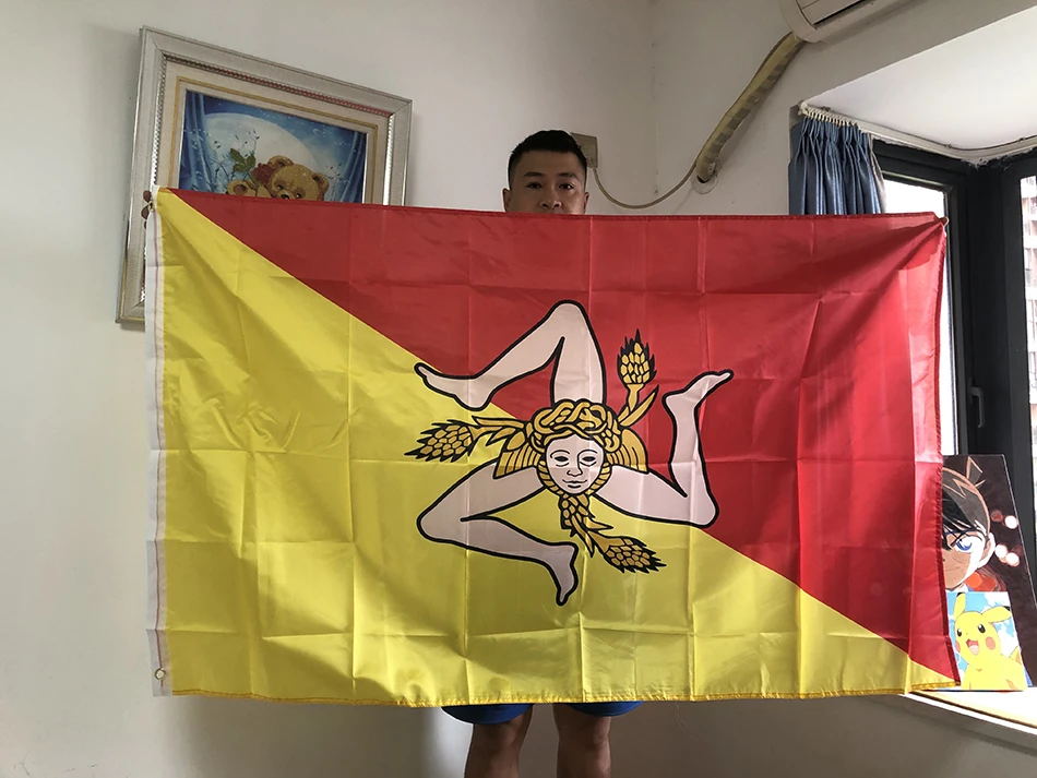 SKY FLAG Bandera Sicilia Trinacria – Decoración Pared y Hogar - imagen 4