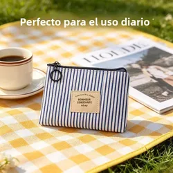 Bolsa para monedas y llaves de algodón y lino diseño geométrico