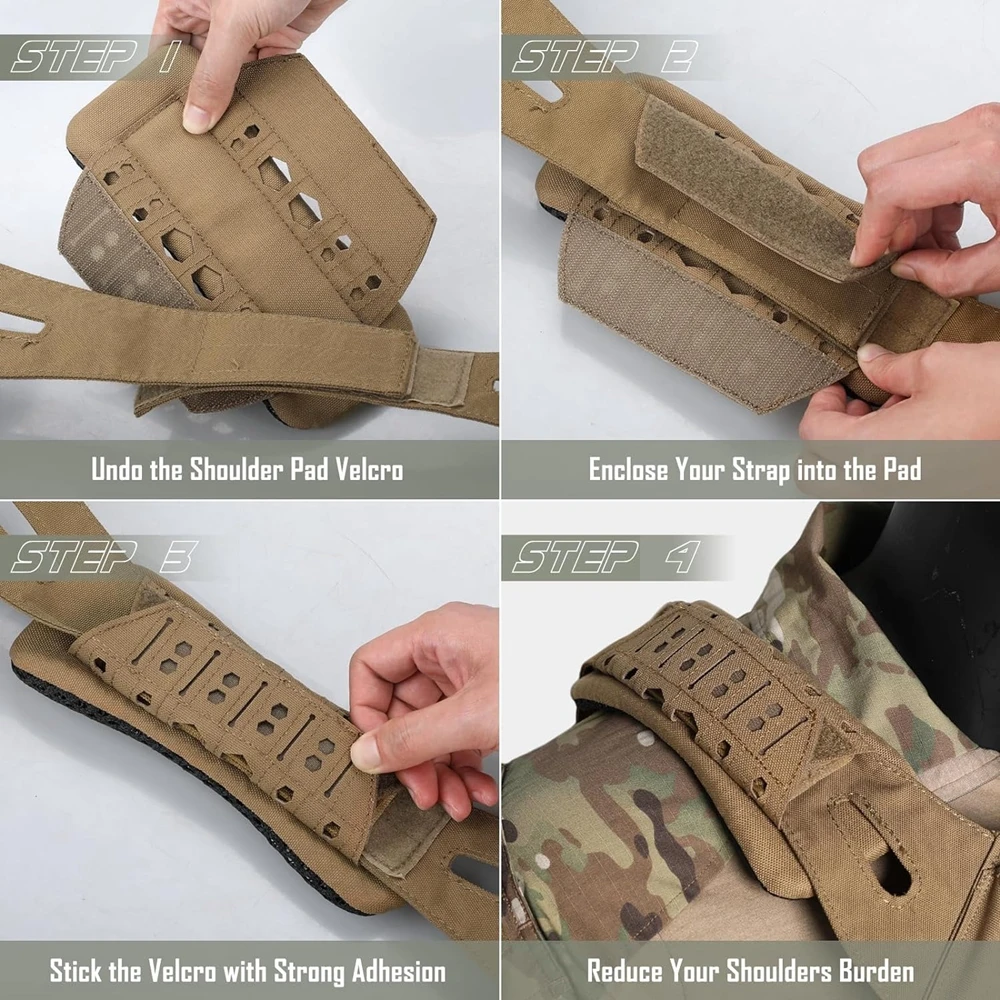 Hombreras acolchadas para chaleco táctico portaplacas y mochila - imagen 4