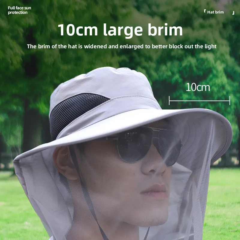 Sombrero táctico antimosquitos UV con malla plegable para pesca - imagen 3