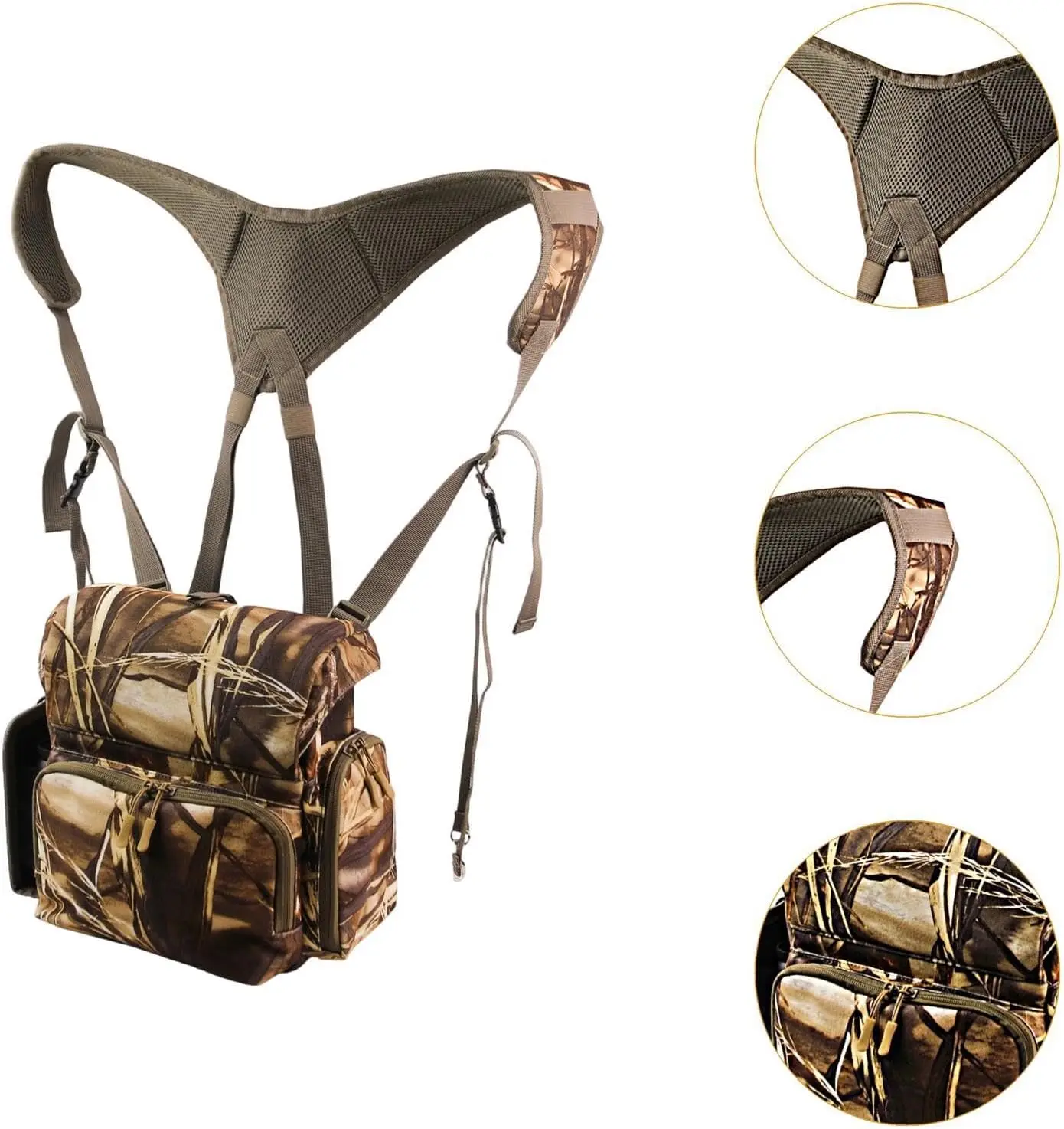 Arnés táctico para binoculares con bolsa de pecho camuflada y telémetro - imagen 4