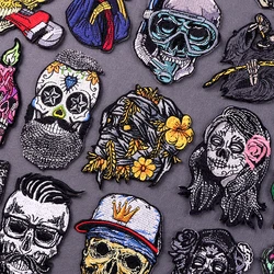 Parche bordado calavera Grim Reaper táctico termoadhesivo