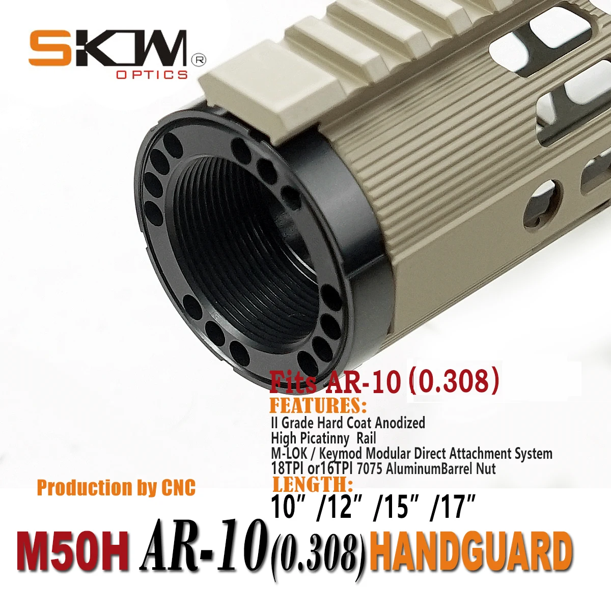 SKWOPTICS M50H guardamanos AR-10 M-Lok alto Picatinny 6061 - imagen 4