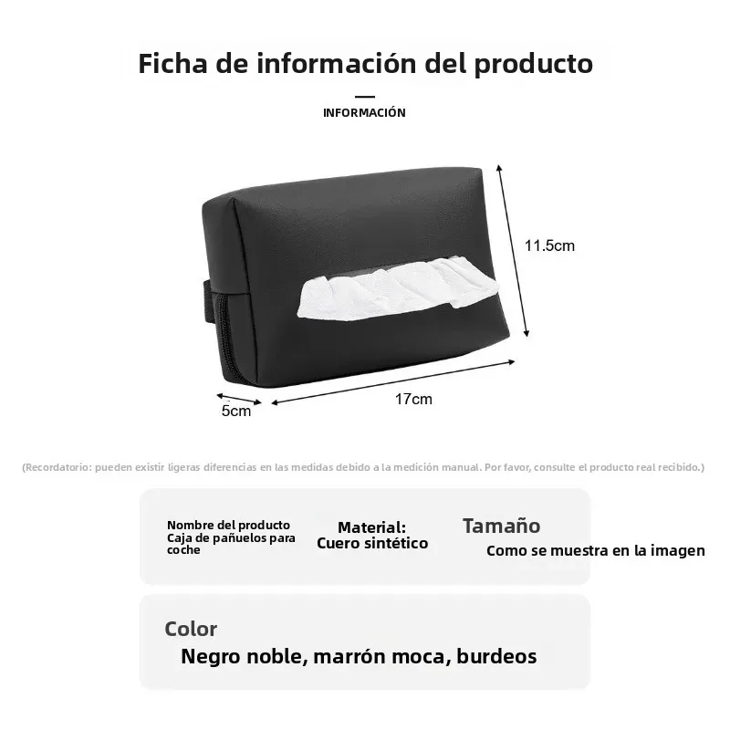 Caja de pañuelos para coche con organizador interior y visera trasera - imagen 4