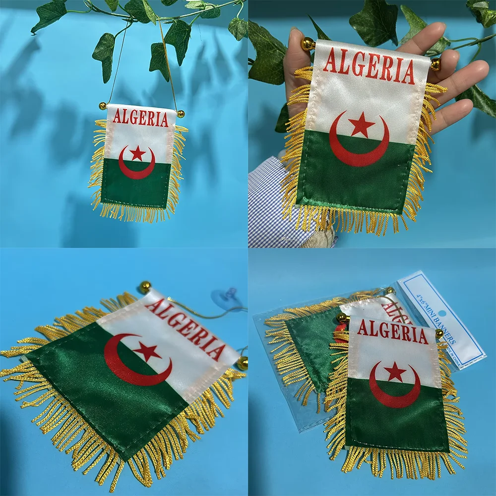 Bandera de Argelia colgante para ventana de coche, poliéster - imagen 4