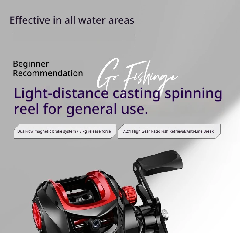 Carrete baitcasting con bobina metálica
