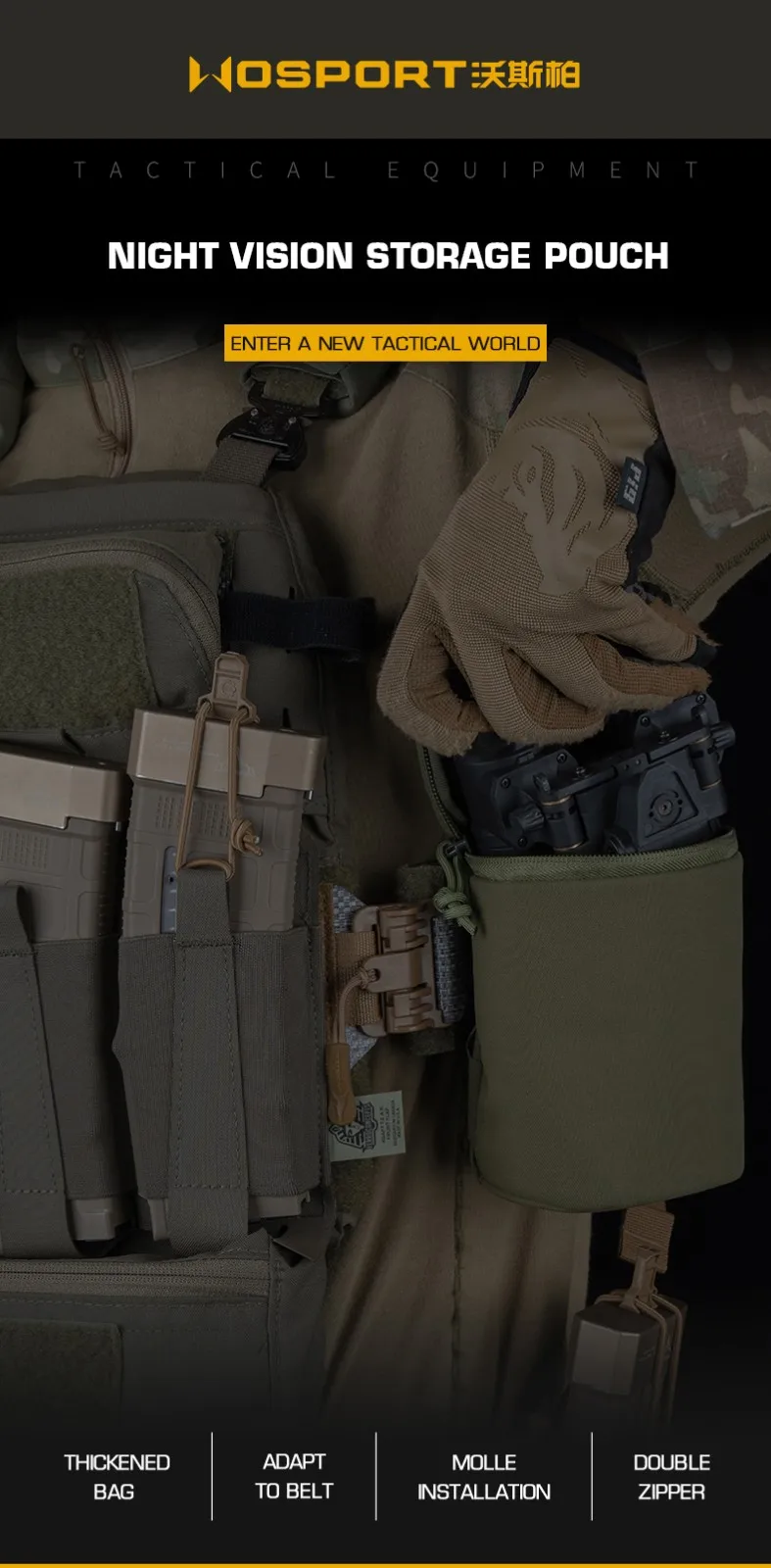 Vista de la bolsa para NVG con correas