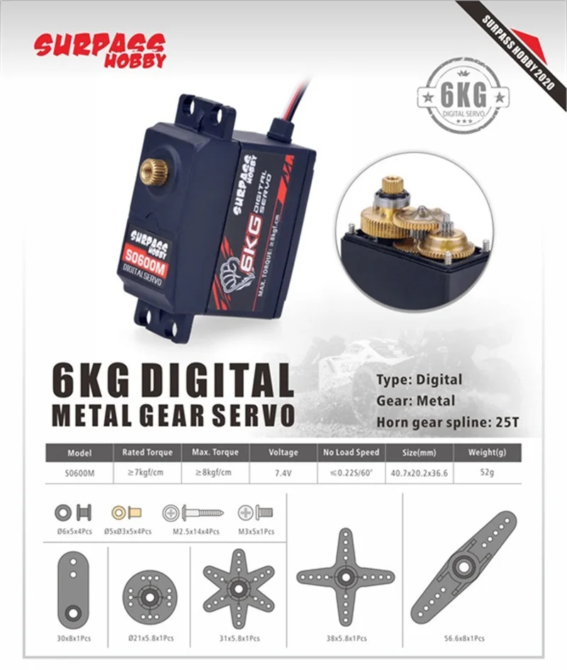 Servo de mayor par 6 kg