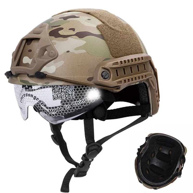 Emersongear Casco táctico con gafas anti-niebla para combate y caza - imagen 3