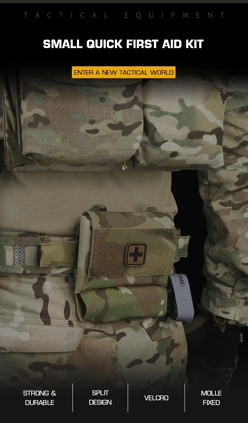 Bolsa externa Molle de nailon negro con detalle de cierre