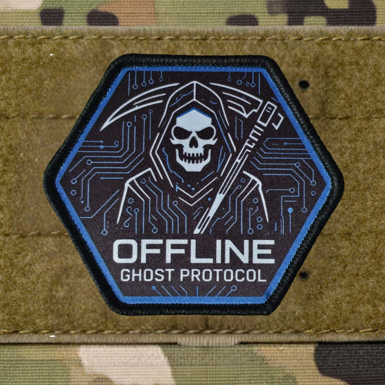 Parche velcro cráneo guadaña punk táctico – Para mochila y ropa militar - imagen 5