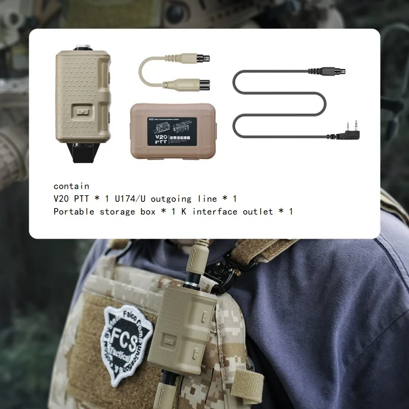 Auricular Táctico V20 PTT con Conector K/U174 para Radios 7.1m