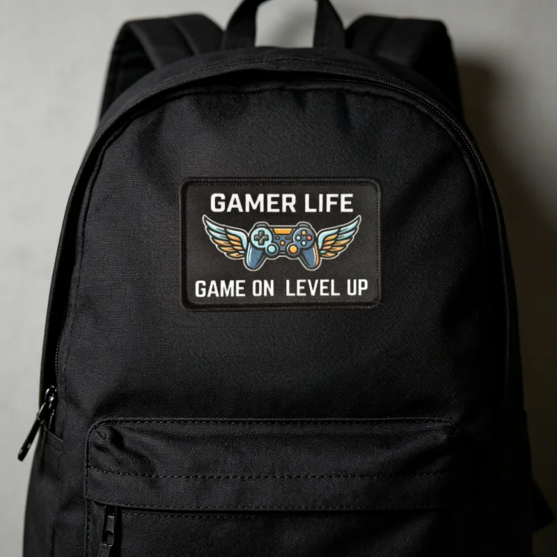 GAMER LIFE parche táctico gamer bordado con gancho y bucle nivel up - imagen 3