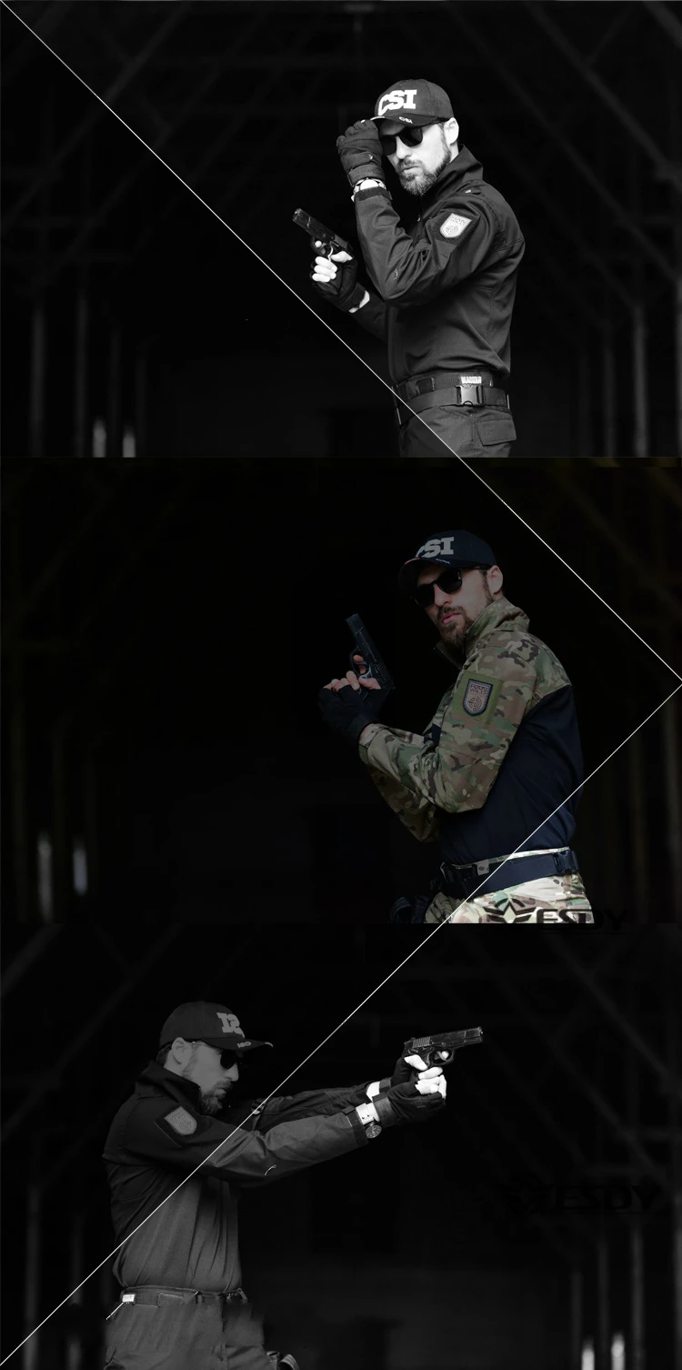 Detalle del diseño de la camisa táctica de camuflaje