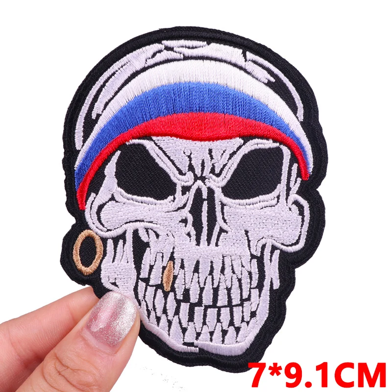Parche bordado calavera nuclear bioquímico para planchar adhesivo - imagen 4