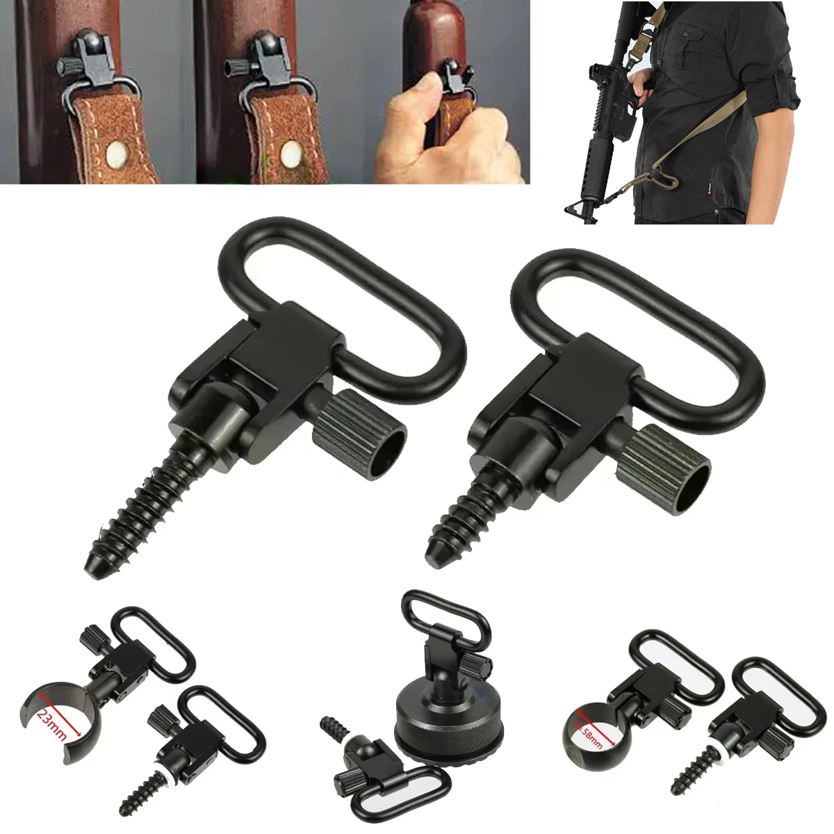 Adaptadores giratorios de eslinga metal táctico