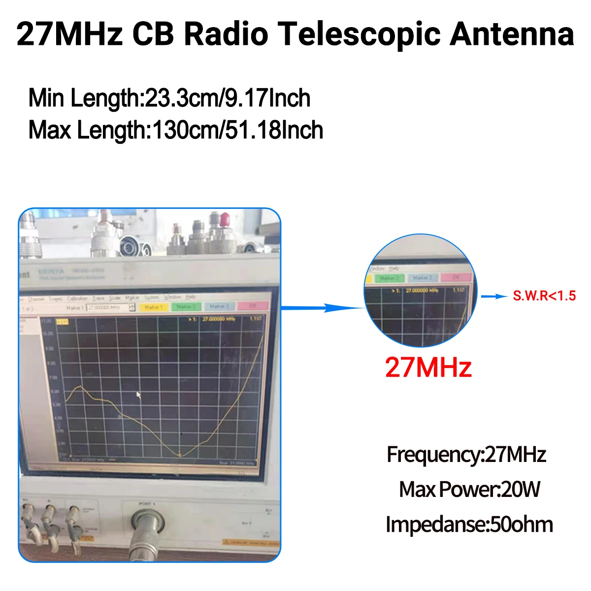 ABBREE Antena telescópica CB 27MHz SMA BNC para Quansheng y Baofeng - imagen 2