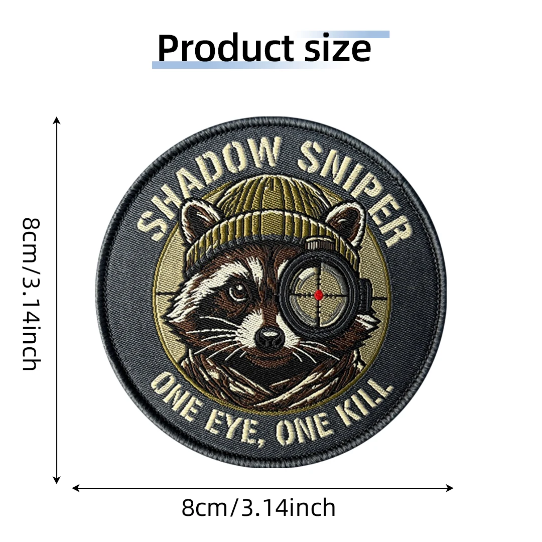 Parche bordado Shadow Sniper mapache con velcro gancho y bucle - imagen 4
