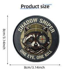 Parche bordado Shadow Sniper mapache con velcro gancho y bucle
