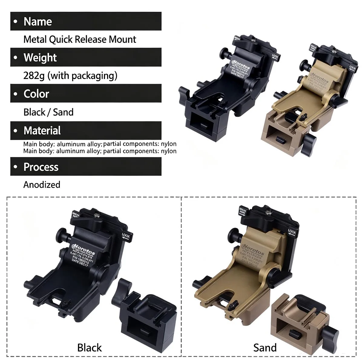 Soporte NVG universal de aluminio para casco - imagen 3