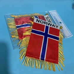 Bandera Noruega para coche banderín colgante doble cara poliéster