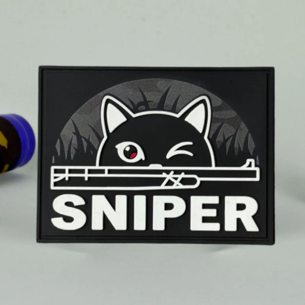 Parche táctico SNIPER gato negro PVC velcro para mochila y ropa - imagen 4