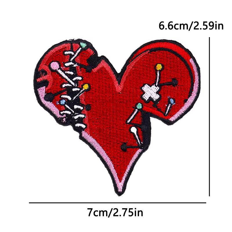 Parche termoadhesivo gótico punk calavera demonio corazón bordado