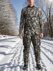 Monos camuflaje de invierno para caza hombre