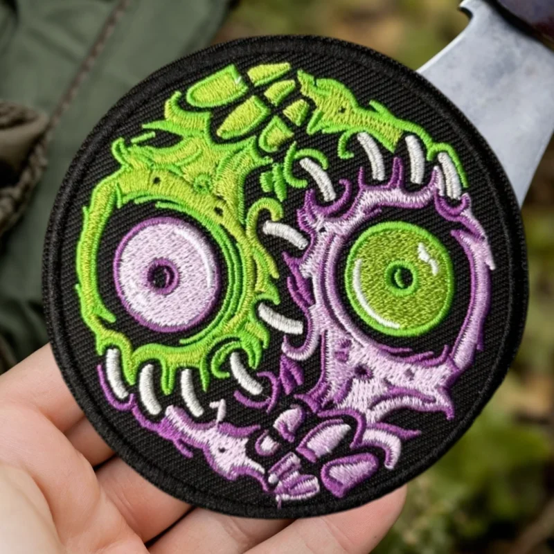 Parche táctico bordado ojo zombi con velcro para mochila - imagen 4