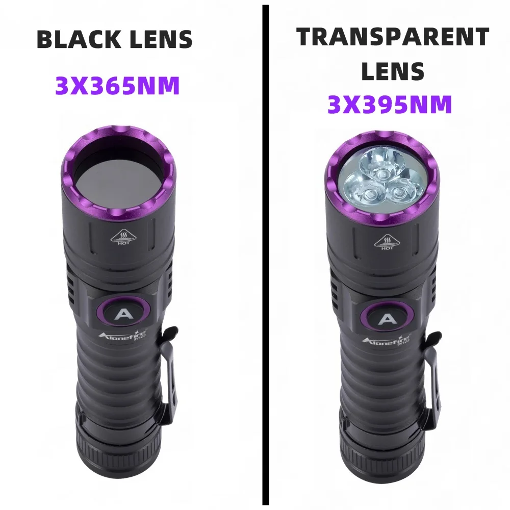 Linterna UV táctica 15W recargable USB doble longitud de onda - imagen 5