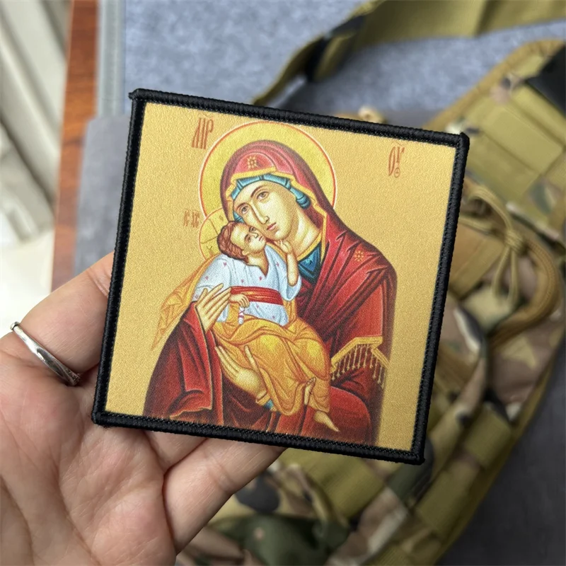 Parche táctico bordado Virgen María con gancho y bucle para uniforme - imagen 3