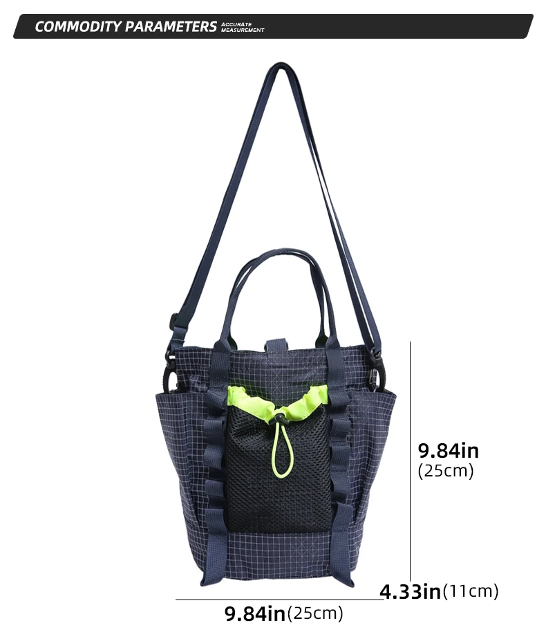 Bolsa táctica con diseño de cuadros y cordón de apertura