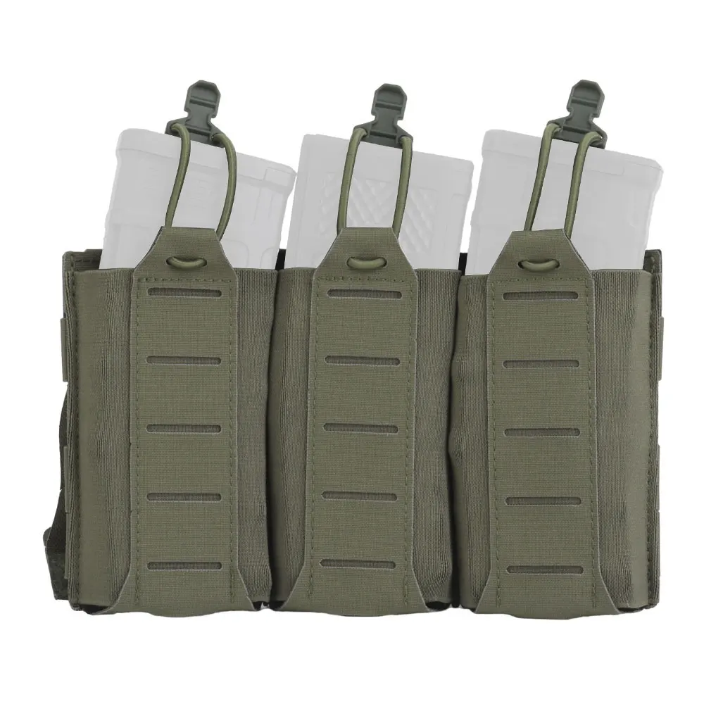 Bolsa táctica MOLLE triple para revistas de rifle con solapa