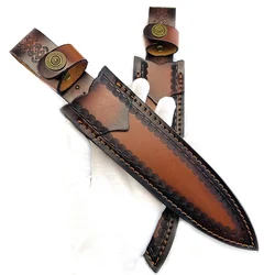 Funda táctica cuero vacuno para cuchillo de hoja fija – Hebilla latón