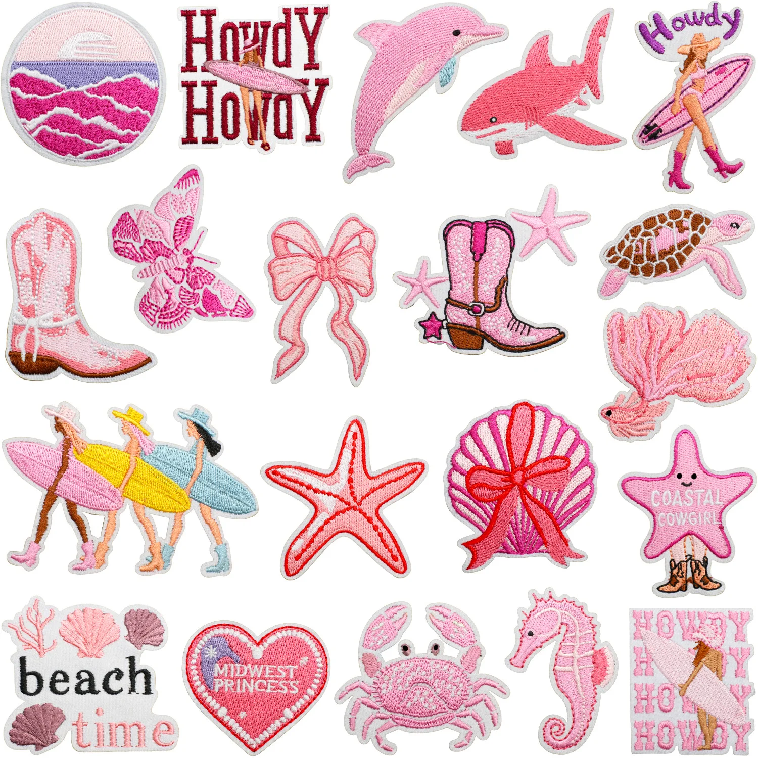 Parche bordado termoadhesivo animales marinos rosas para planchar - imagen 5
