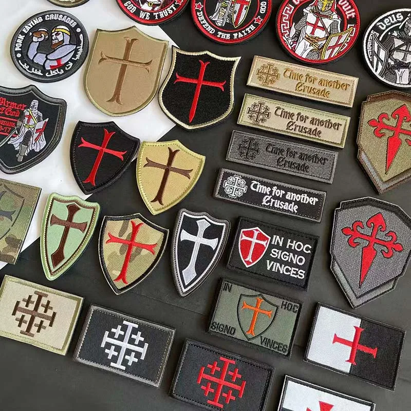 Parche bordado templarios cruzados para ropa táctica insignia - imagen 2