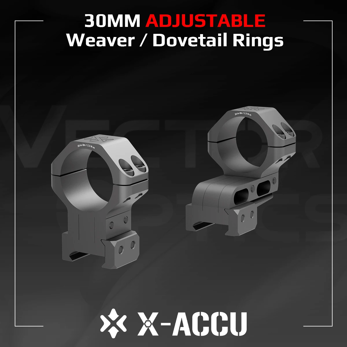 Vector Optics X-ACCU Anillos 30 mm Altura Ajustable Weaver/Dovetail - imagen 3