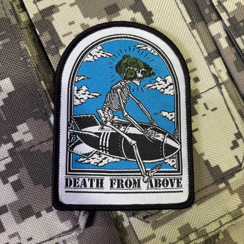 Parche táctico Death From Sky bordado gancho y bucle calavera - imagen 5
