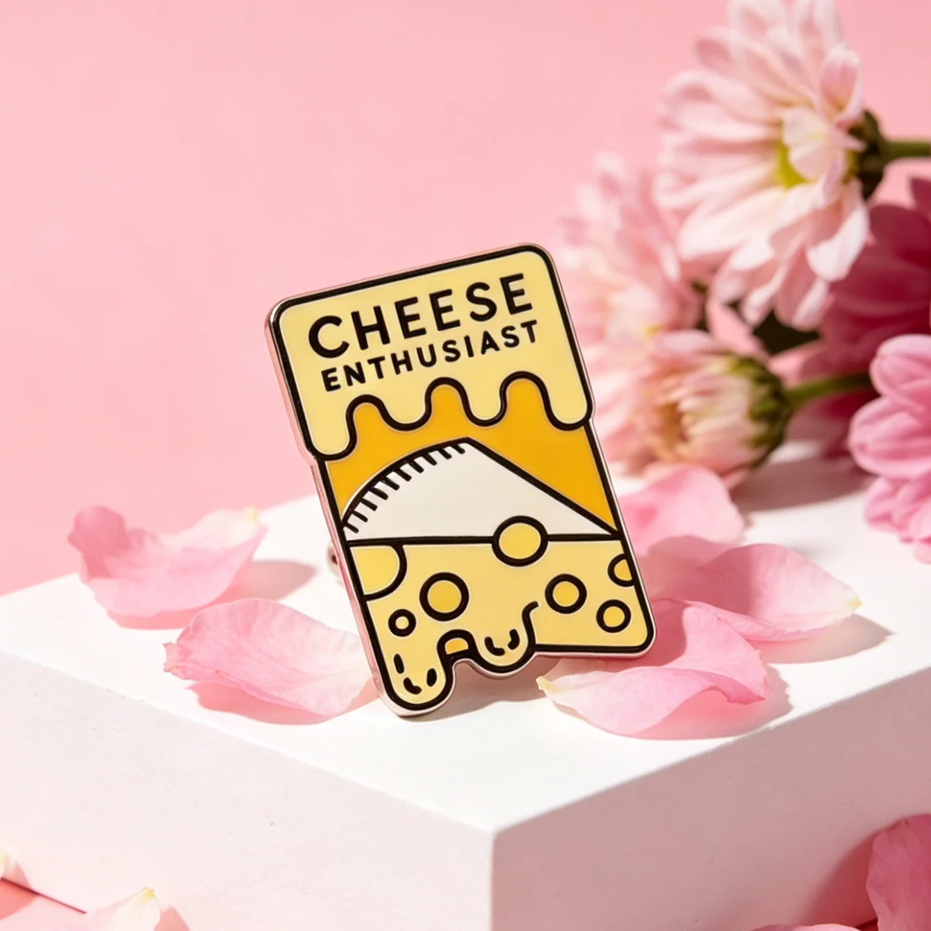 Pin Esmaltado Reversible Queso Derretido – Broche para Chaqueta y Mochila