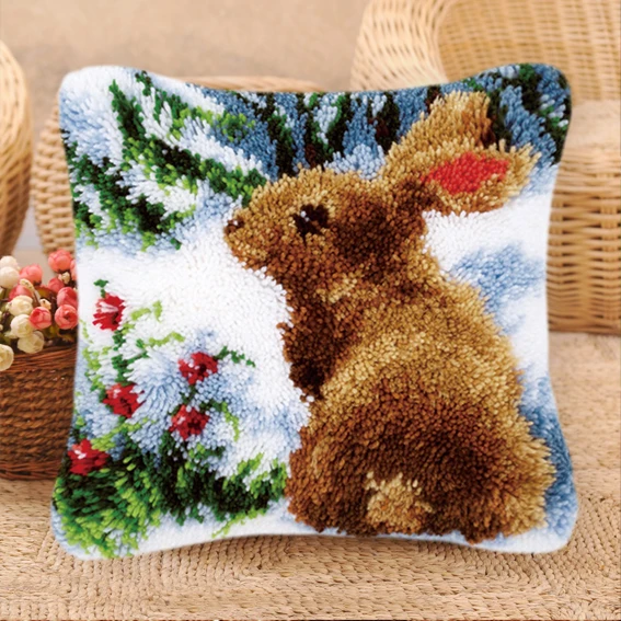 Funda almohada bordada lana gruesa motivos loro pollo mariposa - imagen 4