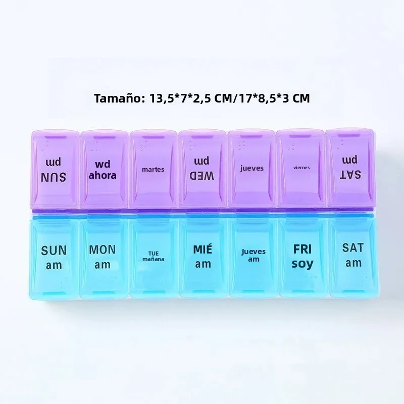 Pastillero con compartimentos y braille para organizar medicación - imagen 2
