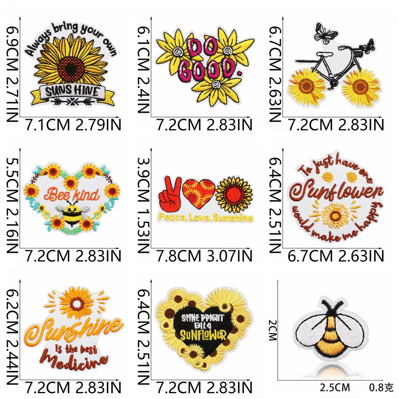 Parche bordado girasol con letras de corazón – Termoadesivo DIY - imagen 3