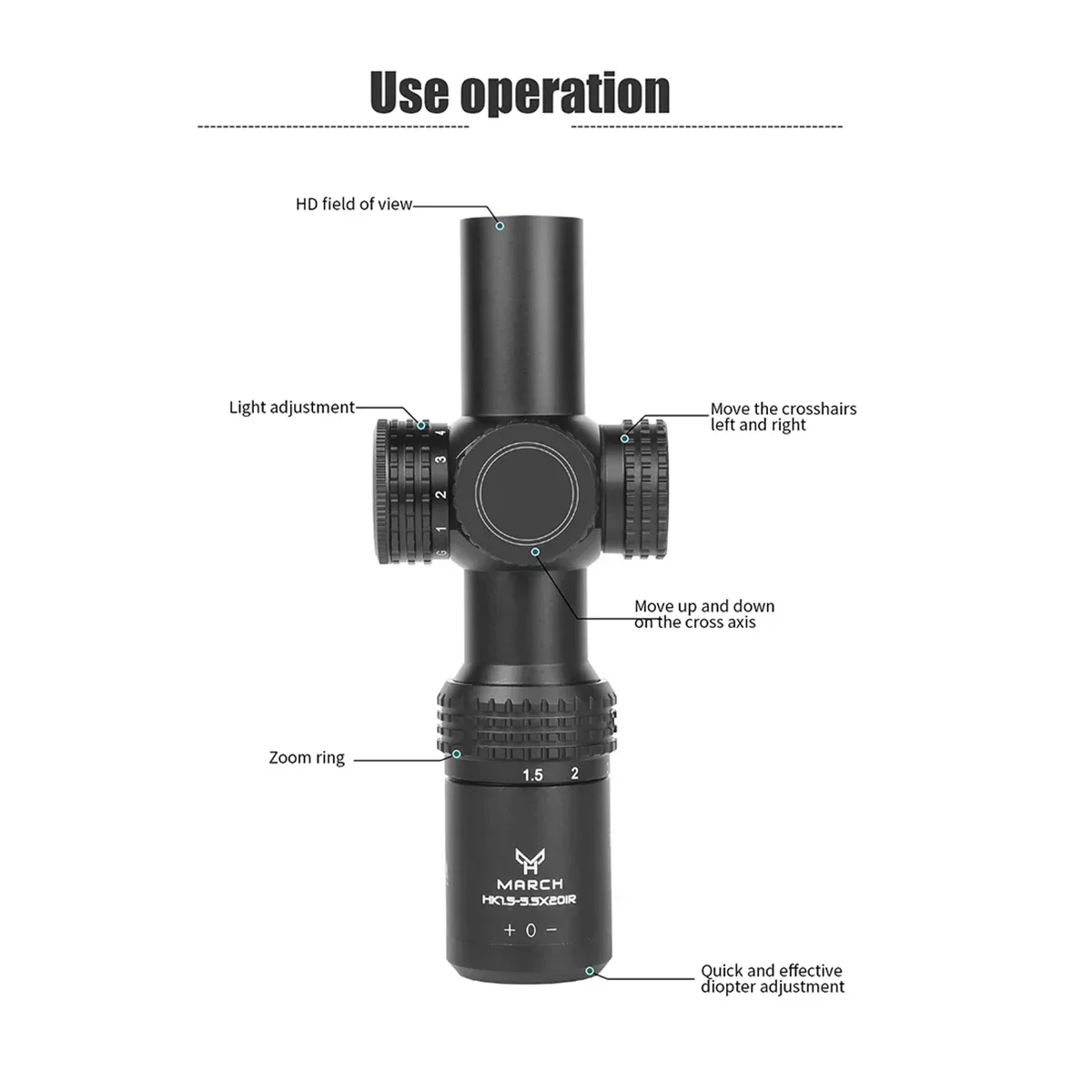 HK Mira telescópica táctica para airsoft con retícula ajustable - imagen 3