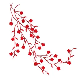 Parche bordado termoadhesivo flor de ciruelo floral para ropa