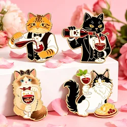 Pin de solapa esmaltado gato y sandía para mochila, abrigo