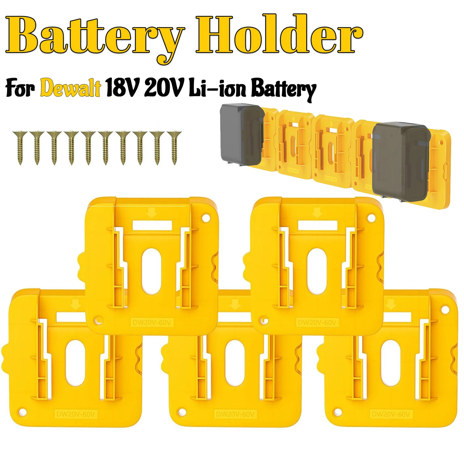 Soporte pared batería Dewalt 18V/20V/60V con tornillos - imagen 2