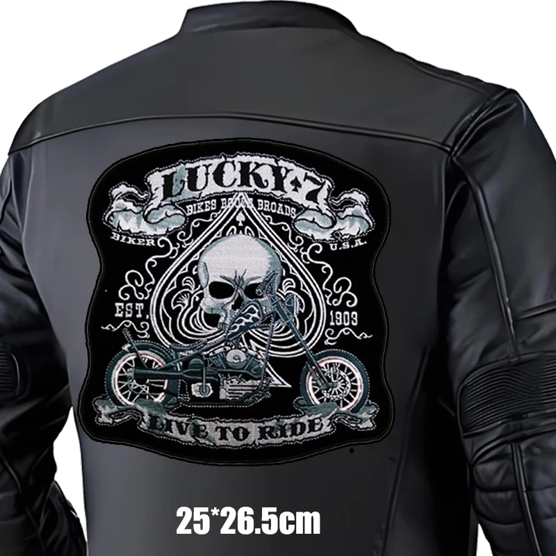Live To Ride parche termoadesivo chaqueta cuero motociclista - imagen 4