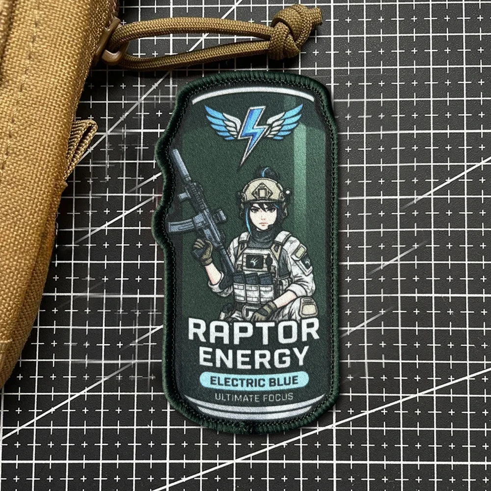 Parche táctico impreso gancho y bucle Raptor azul eléctrico – anime - imagen 2