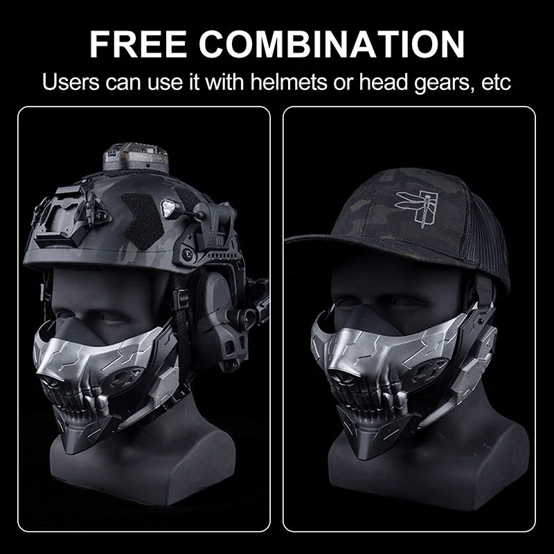 Máscara táctica media cara calavera Rebel transpirable para airsoft - imagen 2