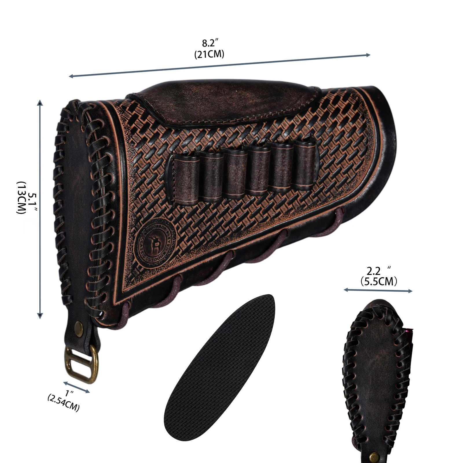 Tourbon Funda de cuero para culata de rifle con portacartuchos - imagen 3